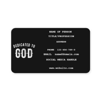 DEDICATED TO GOD CUSTOMIZABLE COOL WHITE TEXT CALLING CARD