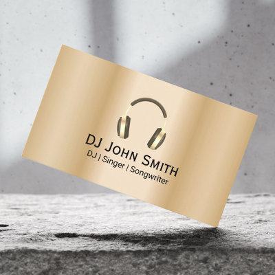 Deejay DJ Headphones Logo Modern Gold