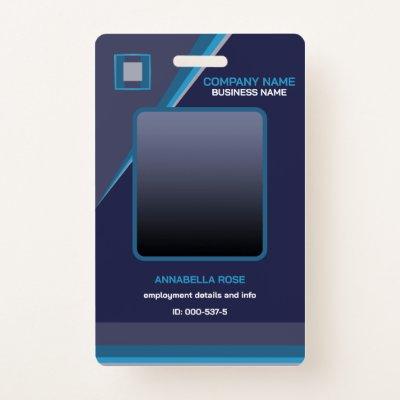 Deep Blue Modern Business ID Badge