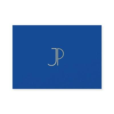 Deep Blue Modern Monogram Elegant Template Luxe