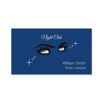 Deep Light Blue Solid Colors Drawing Female Glance