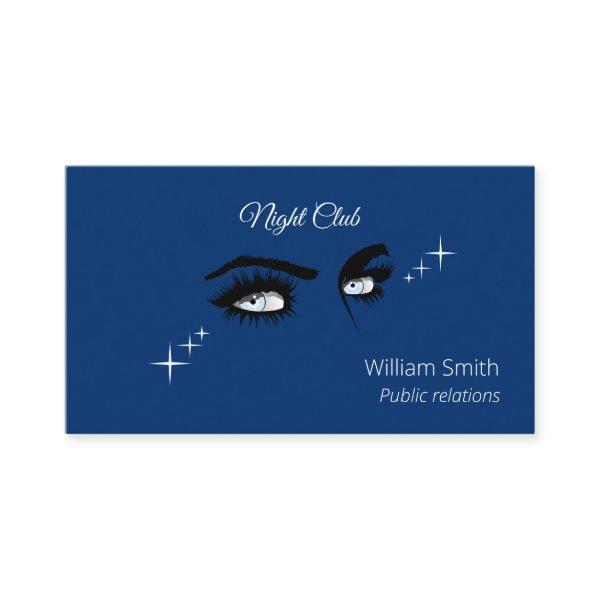 Deep Light Blue Solid Colors Drawing Female Glance