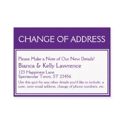 Deep Purple on White Change of Address Card