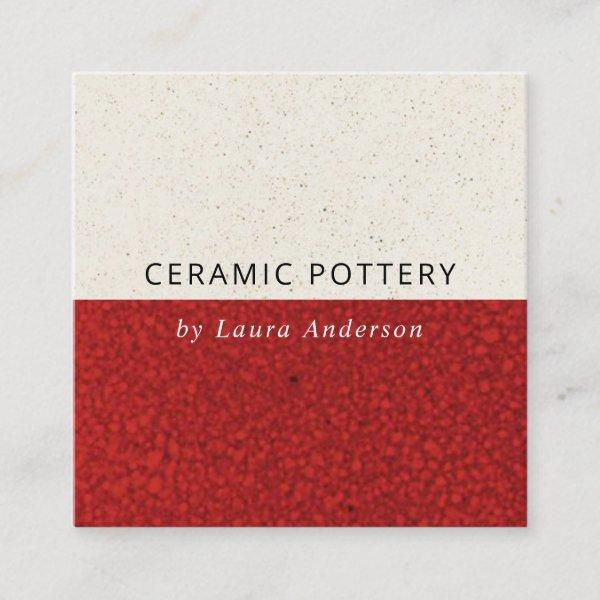 DEEP RED CERAMIC POTTERY GLAZED SPECKLED TEXTURE SQUARE