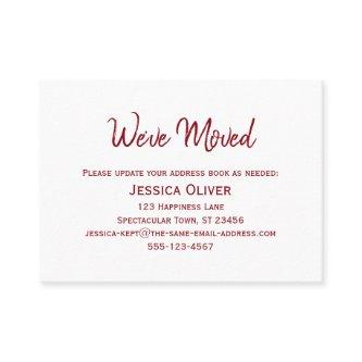 Deep Red on White "We've Moved" Card