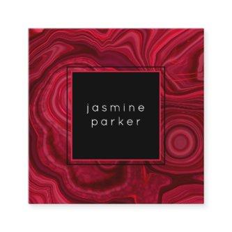 Deep Rose Abstract Agate Marbled Pattern Square