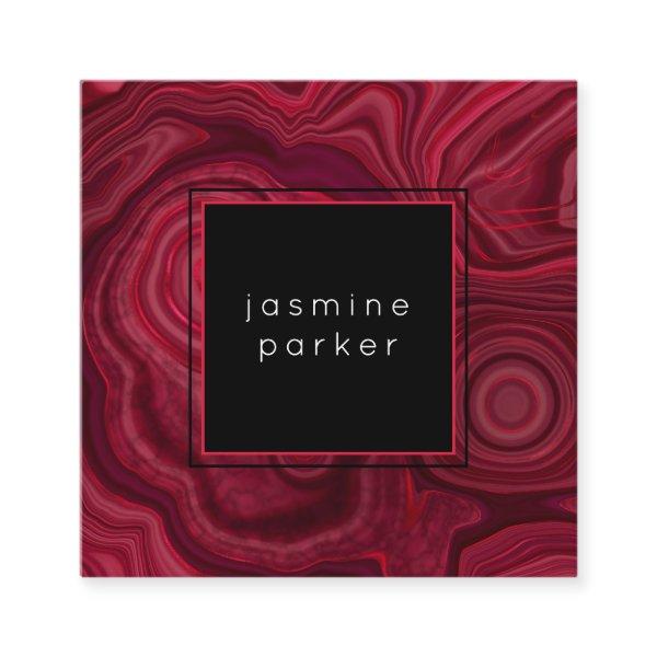 Deep Rose Abstract Agate Marbled Pattern Square