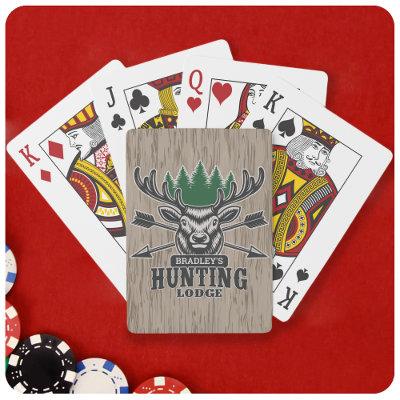 Deer Elk Hunter ADD NAME Bow Hunting Lodge Cabin Playing Cards