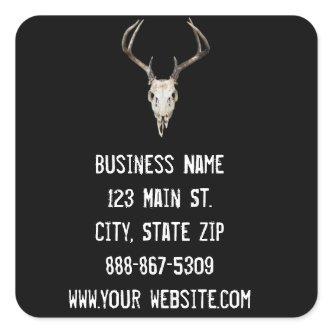 Deer Skull Business Sticker on Black Background