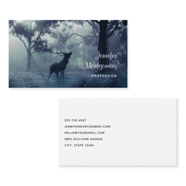 Deer with Antlers in a Shadowy Forest