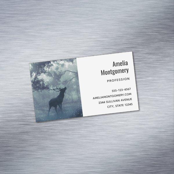 Deer with Antlers in a Shadowy Forest  Magnet