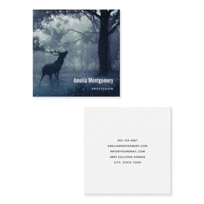 Deer with Antlers in a Shadowy Forest Square