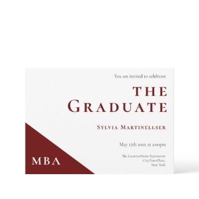 Degree Burgundy White MBA Graduation Party Invitation