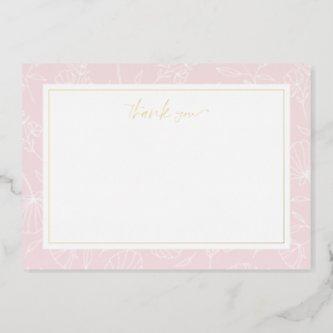 Delicate Blush Floral Thank You Foil Note Card