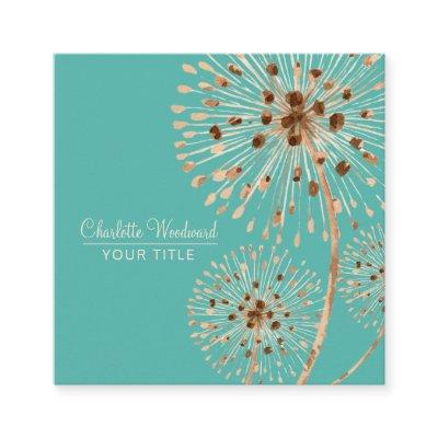 Delicate Flower Watercolor Floral Turquoise Square