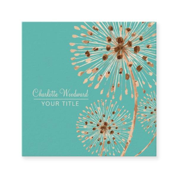 Delicate Flower Watercolor Floral Turquoise Square