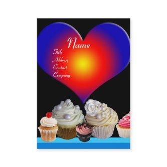 DELICIOUS CUPCAKES DESERT SHOP Blue Red Heart