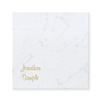 Deluxe Template Modern White Marble Gold Text Square