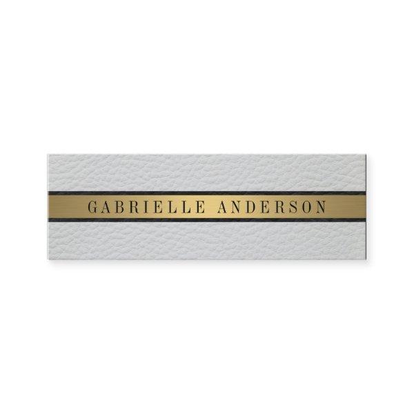 Deluxe White Leather Black Gold Metallic Trim Mini