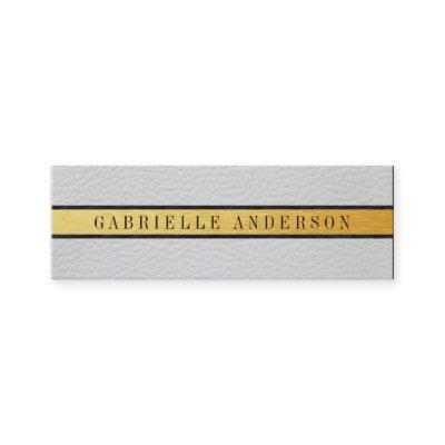 Deluxe White Leather Black Gold Metallic Trim Mini