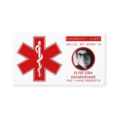 dementia emergency contact card