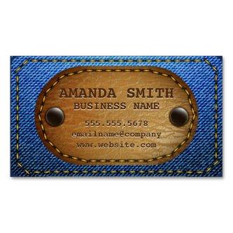 Denim Leather Stitched Background  Magnet