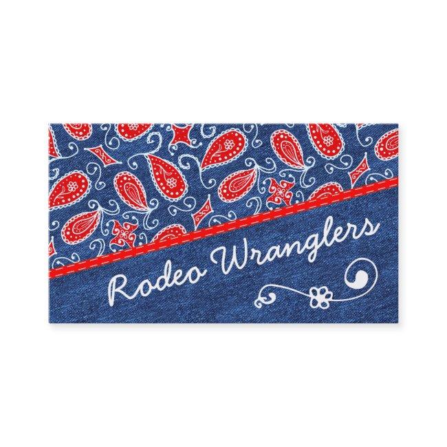 Denim Paisley Cute Floral Red White and Blue Jeans