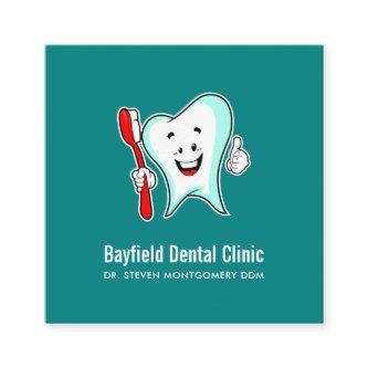 Dental Care Happy Tooth with Toothbrush Square