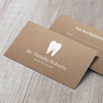 Dental Care Tooth Logo Minimalist Dentist Kraft Appointment Card
