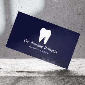 Dental Care Tooth Logo Plain Navy Blue Dentist Appointment Card
