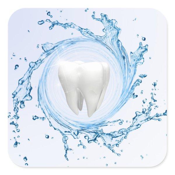 Dentist Dental Tooth Water Professional Square Sticker