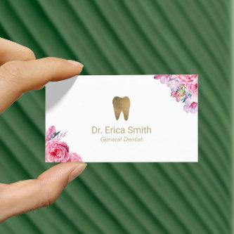 Dentist Elegant Floral Gold Tooth Dental Care