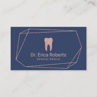 Dentist Geometric Rose Gold Frame Navy Blue Dental