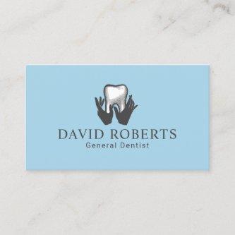 Dentist Hands & Tooth Light Blue Dental Care