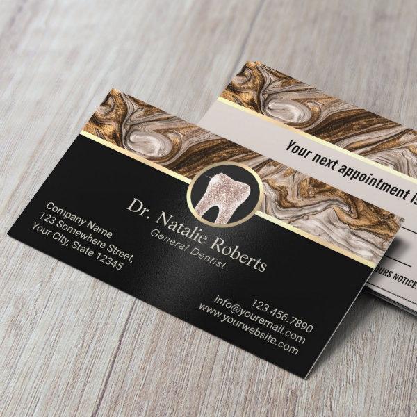 Dentist Modern Copper Gold & Black Dental Office Appointment Card