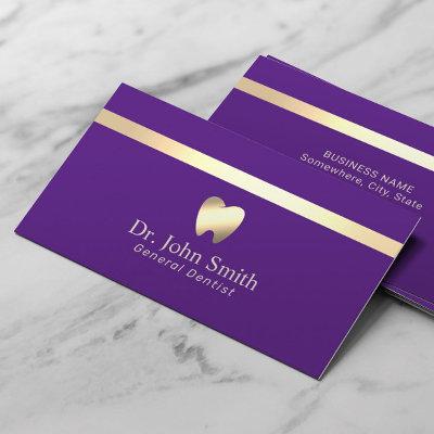 Dentist Modern Gold Stripe Purple Dental Care