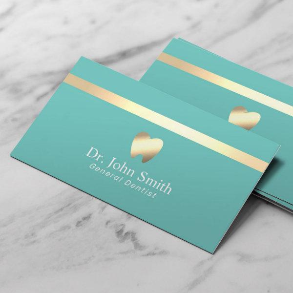 Dentist Modern Gold Stripe Turquoise Dental Care