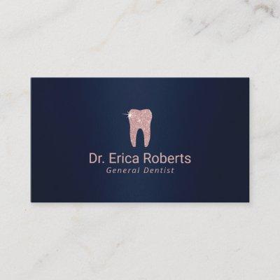 Dentist Rose Gold Tooth Navy Blue Dental Care