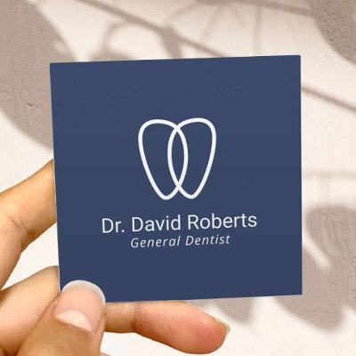 Dentist Tooth Logo Minimalist Navy Dental Care Square