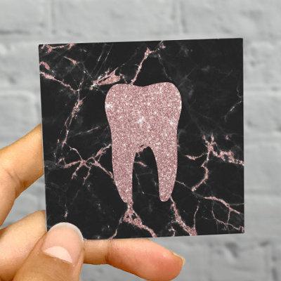 Dentist Tooth Modern Rose Gold Marble Dental Care Square