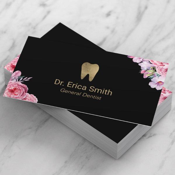 Dentist Vintage Floral Gold Tooth Dental Care