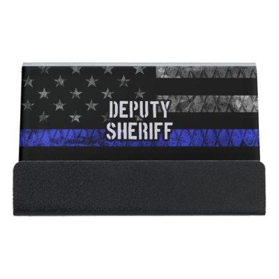 Deputy Sheriff Distressed Flag Desk  Holder