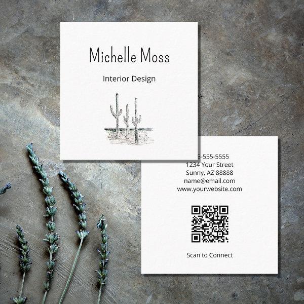 Desert Botanical Cactus QR code Minimalist  Square