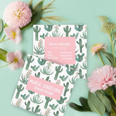 Desert Cactus and Succulents Watercolor Design Square