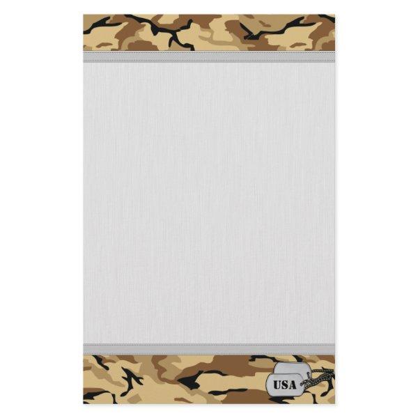 Desert Color Camo w/ Grainy Background texture Stationery