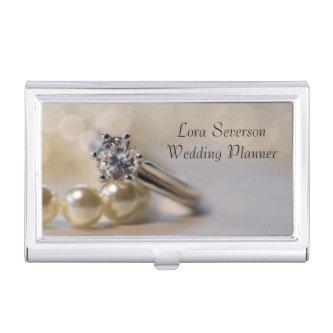Diamond Engagement Ring and Pearls Wedding Planner Case For