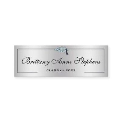 Diamond Studded Grad Cap Silver 2 Calling Card