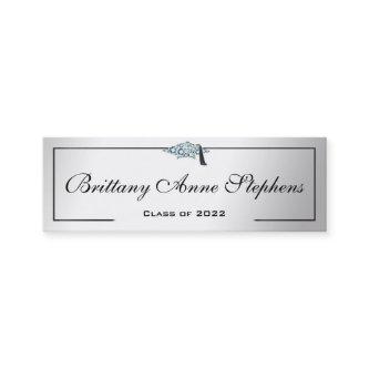 Diamond Studded Grad Cap Silver Calling Card