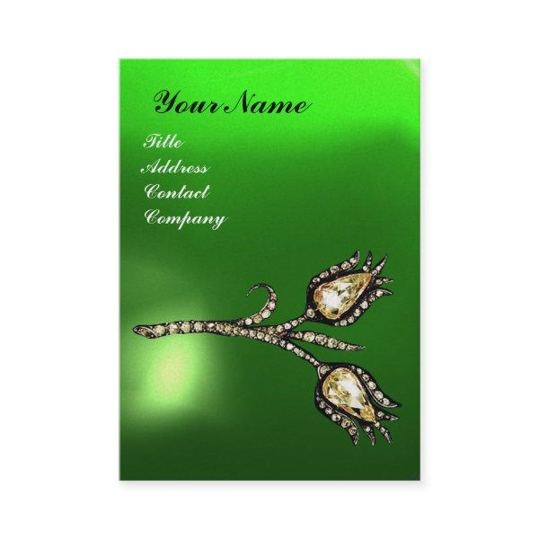 DIAMOND TULIPS MONOGRAM ,Green Emerald Pearl