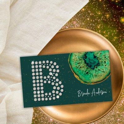 Diamonds Emerald Agate Initial B Letter Monogram
